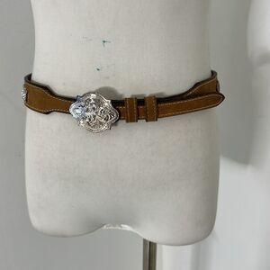 Vintage Montana Silversmiths Western Belt With Native Animal Accents
